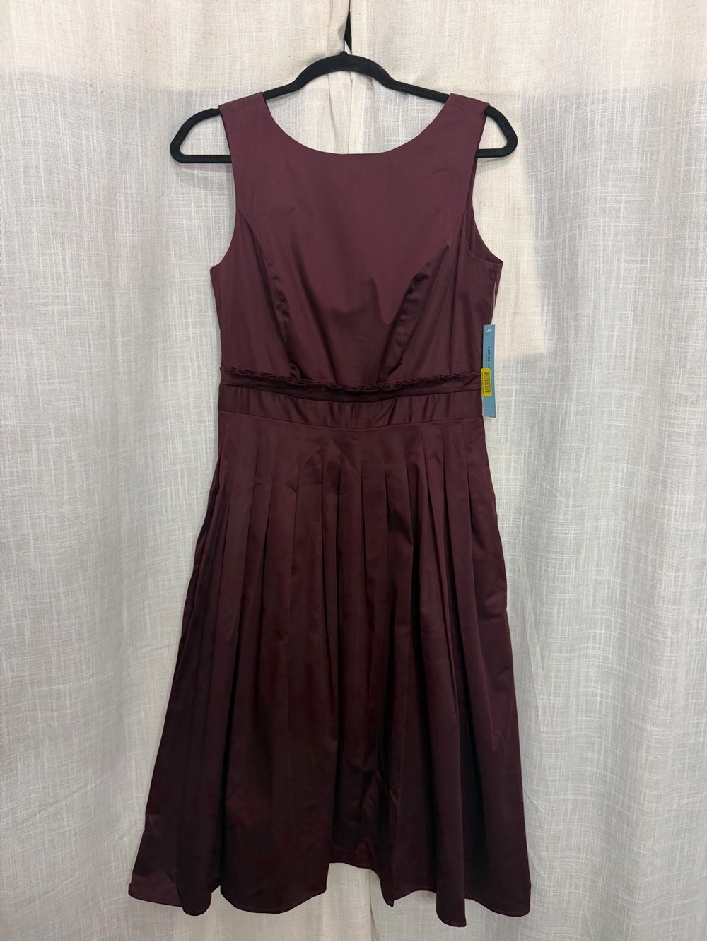 Antonio Melani Burgundy Pleated Midi Dress